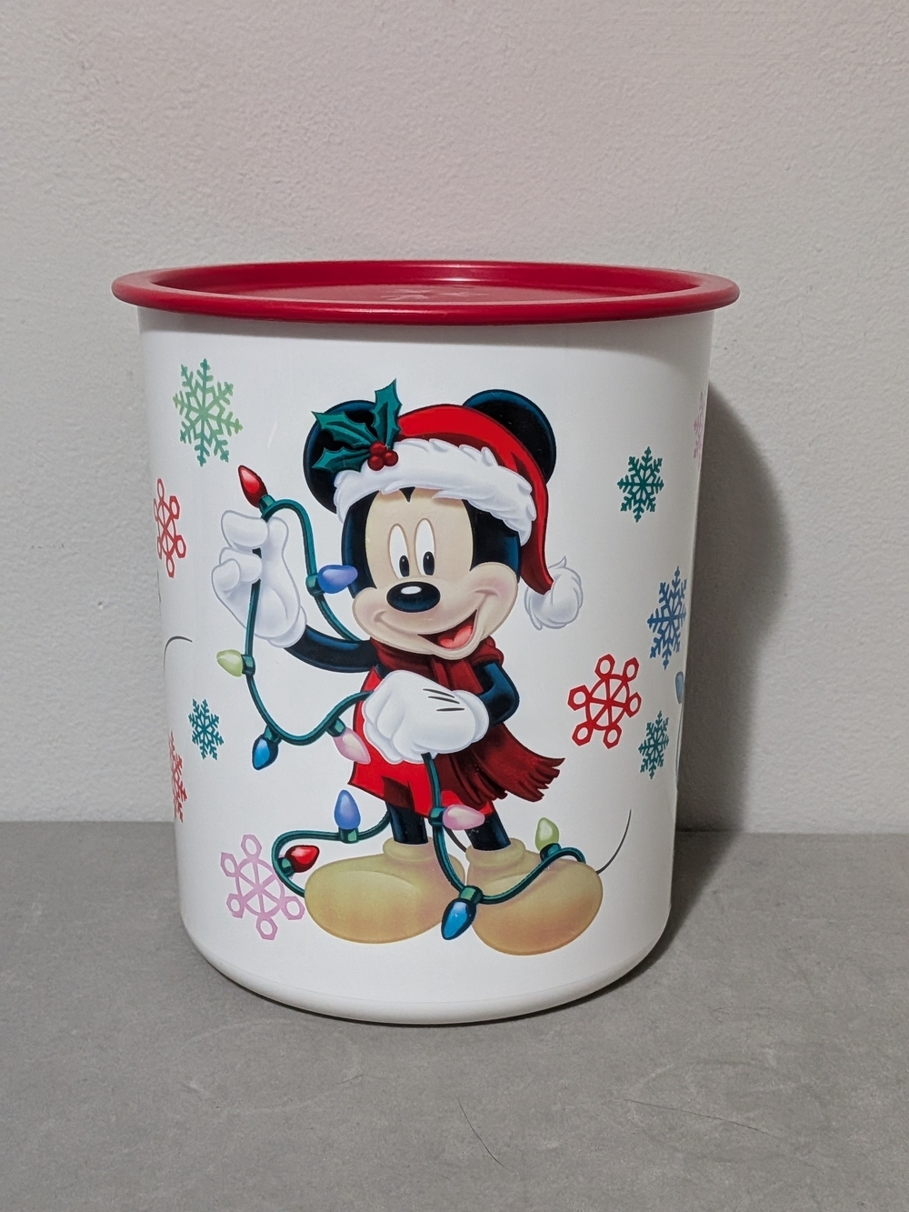 Disney Christmas One Touch Tupperware Canister With Lid